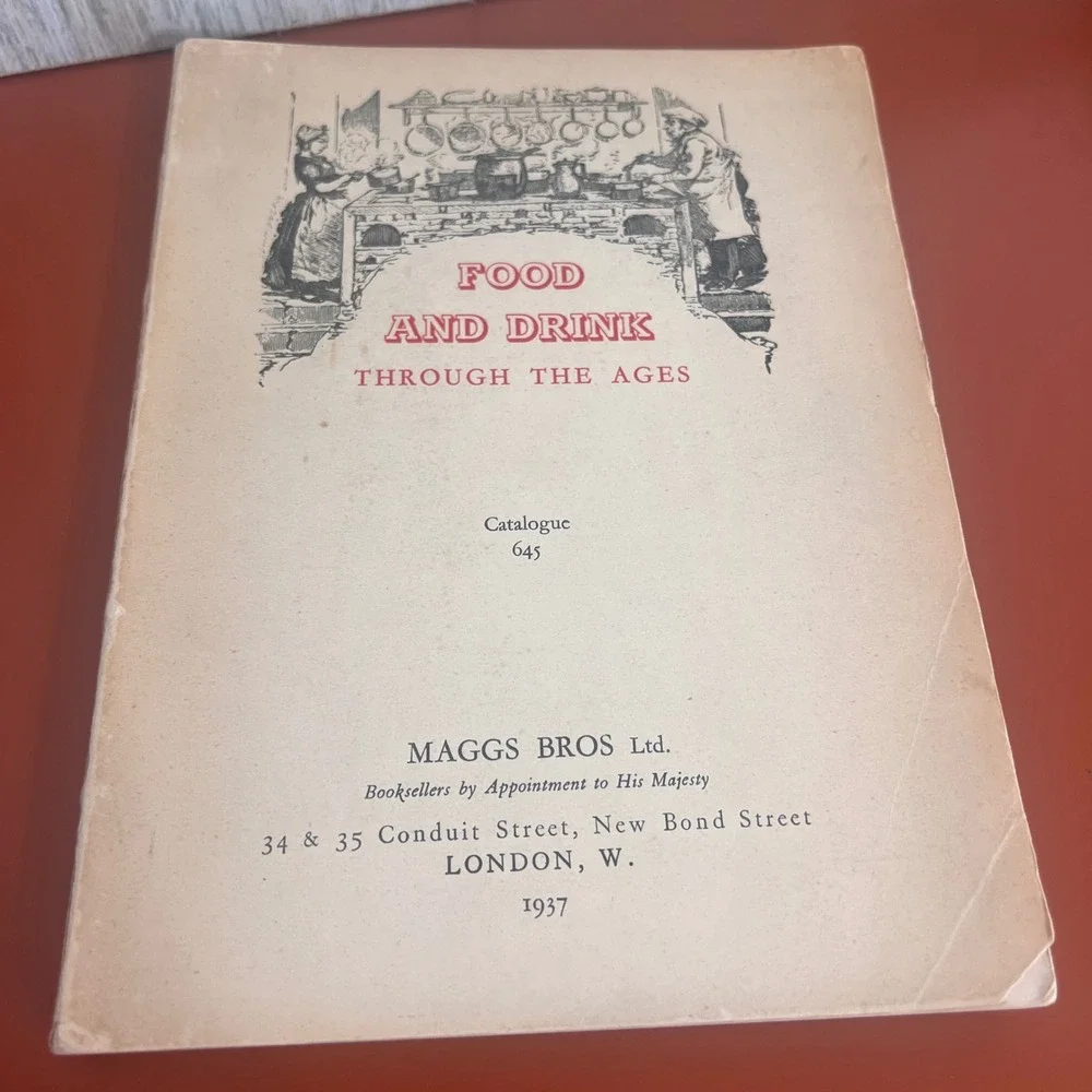 1937 Maggs Bros Ltd Catalogue 645 Food‎ and Drink Through the Ages Vintage Book